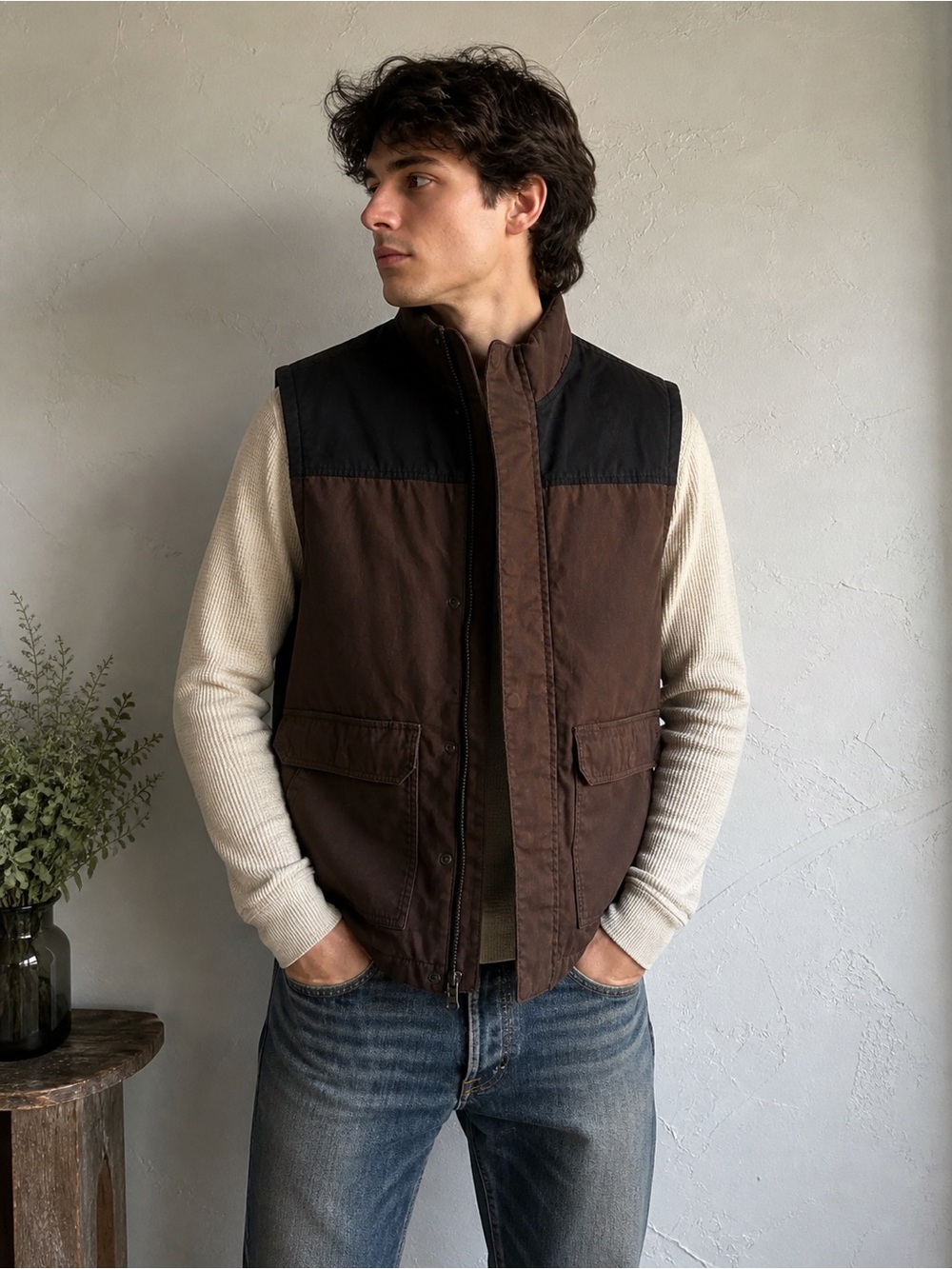 Brothers/Sons Brown Utility Vest Workwear Gorpcore Heritage Outdoors L
